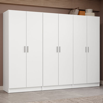 Latitude Run® 6 Doors Storage Cabinet with Ample Shelves Space 94"L Utility Armoire Closet Entryway and Bedroom Organization Unit