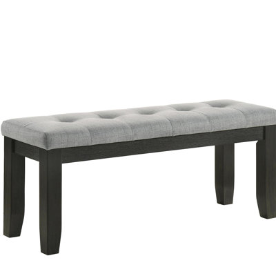 1pièce de style contemporain banc gris tissu capitonné capitonné pieds en bois de chambre à coucher salon de salle à manger mobilier blé finition gris anthracite