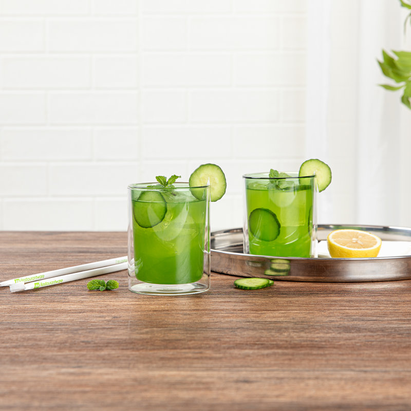  Verres à cocktail à double paroi de 8,84 oz à double paroi en verre borosilicaté résistant au lave-vaisselle, Green
