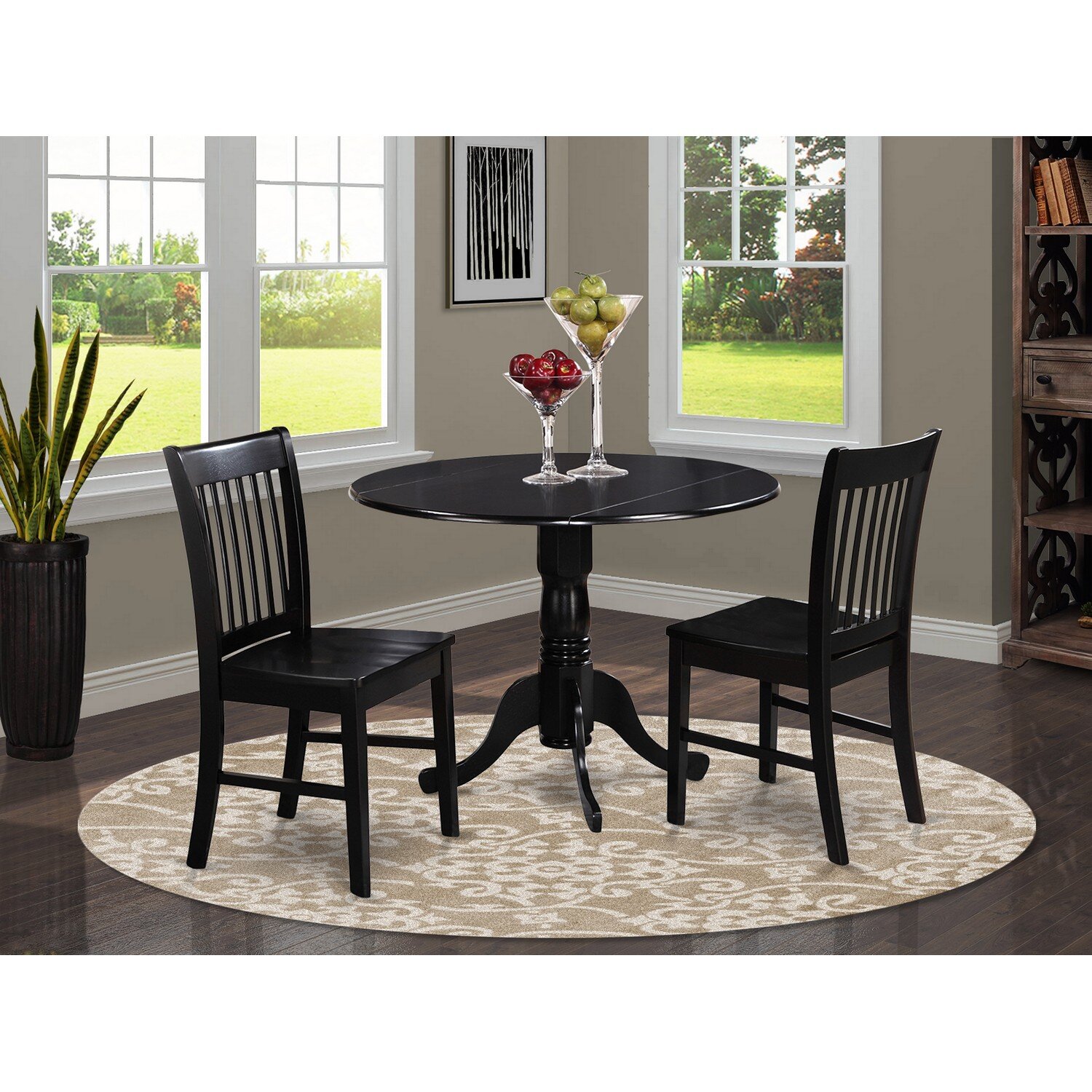 Middelburg Black 4 Seater Small Round Pedestal Kitchen Table Set