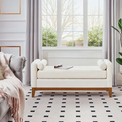 Élégant banc rembourré avec 2 coussins
