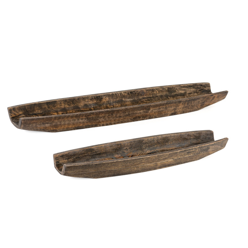 Ensemble de deux plateaux de meuble-lavabo en bois massif brun foncé