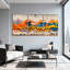 Ensemble de 3 tableaux muraux sur toile à motif de graffiti urbain représentant une vague de ville-897444431