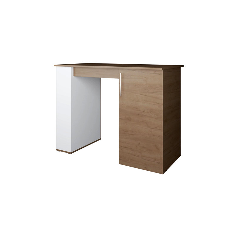 White And Natural Oak Kitchen Island With 1-Door And Open Storage