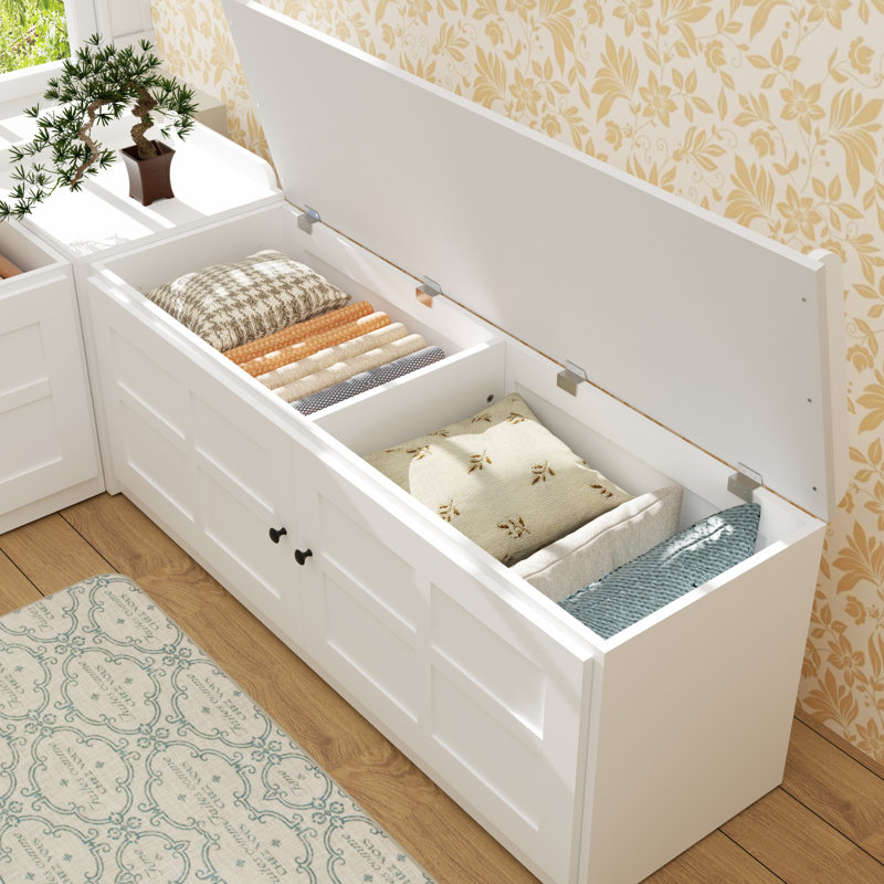 L-Shape Storage Bench With Cushion, With Storage Space For Entryway For Dining Room, Kitchen, Entryway