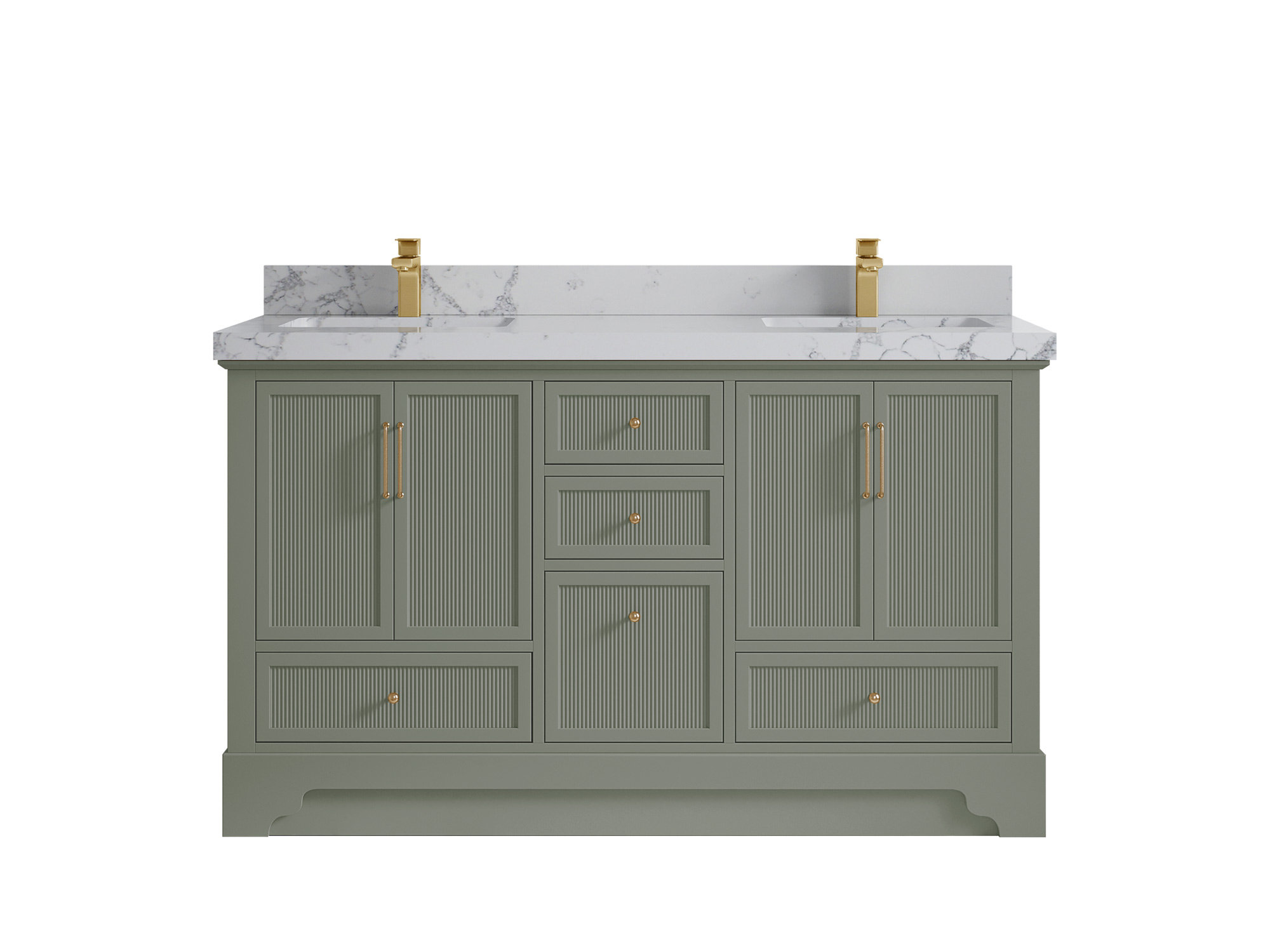 Willow Collections Alys 60'' Free Standing Double Bathroom Vanity with Quartz Top (Knobs Option ...