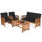 Jonanthan 4pcs Patio Solid Wood Furniture Set Conversation With Coffee Table And Cushion-197350767