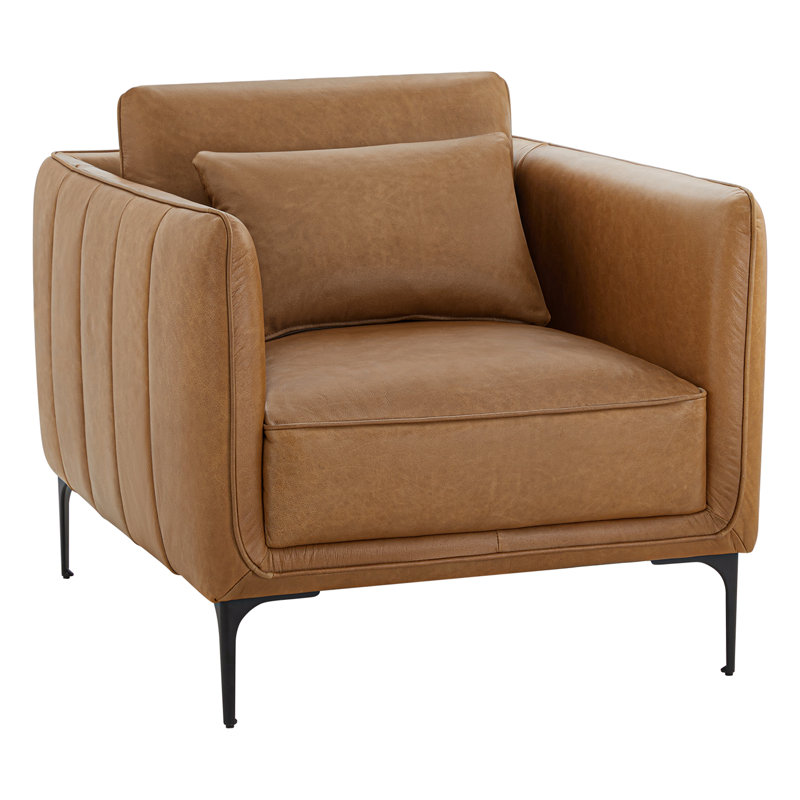 Rae Genuine Leather Upholstered Armchair, Marseille Brown Genuine Leather