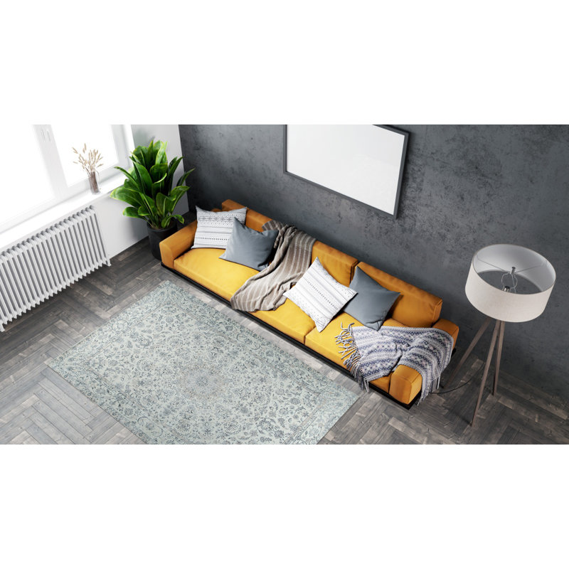 Tapis beige en laine fait à la main, Rectangle 4 pi x 6 pi