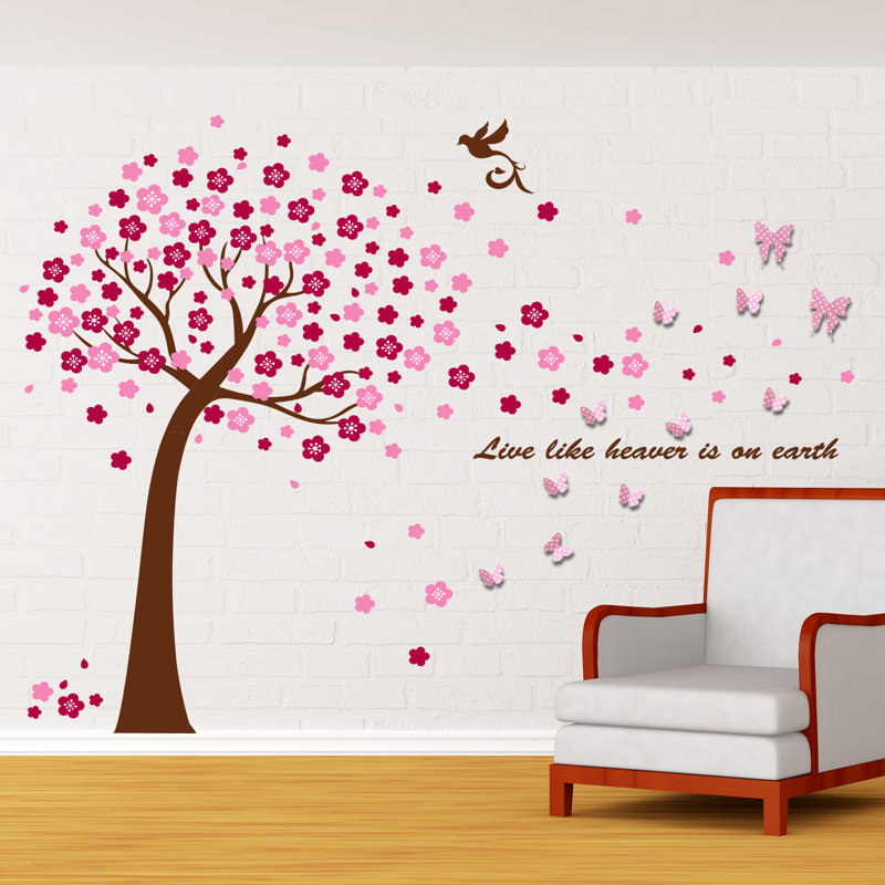 Décalcomanie murale arbre et papillons énormes