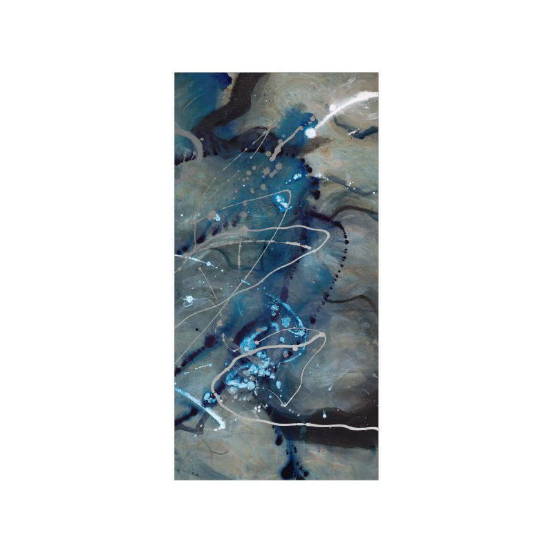 Blue Fin III Painting by Sara Brown, Glass Coat, 72" H x 36" W