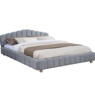 Modern Blue Velvet Upholstered Queen Bed, Low Profile Bedroom Centerpiece With Bed Rails, Slats And Hardware, Assembly Required Minimalist Contemporary Furniture Plywood Material, Comes Parts Simple