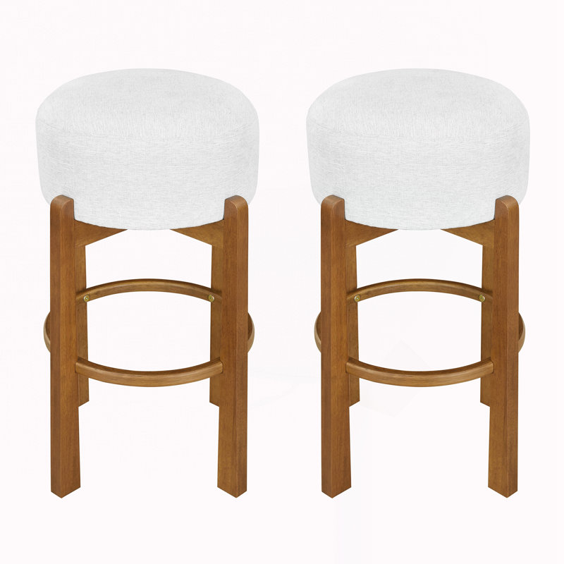 Wooden Upholstered Barstool,Set of 2, 2, Walnut