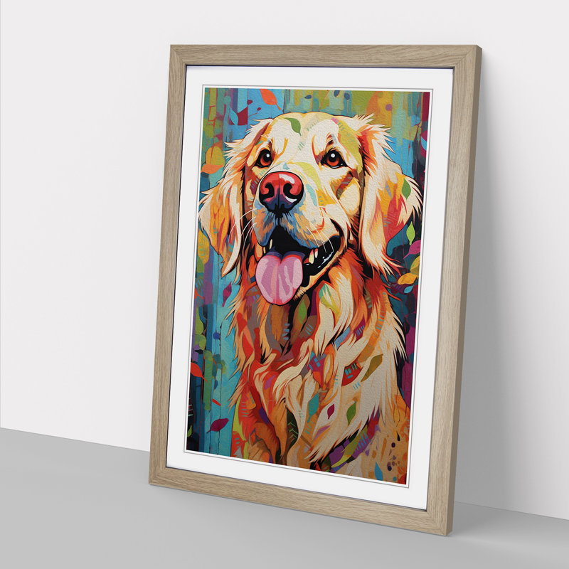 Golden Retriever Modern - Framed Print