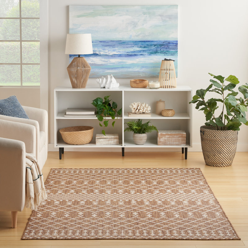Robbs Rectangle Indoor/Outdoor Area Rug, Rectangle 5' x 7', Jute