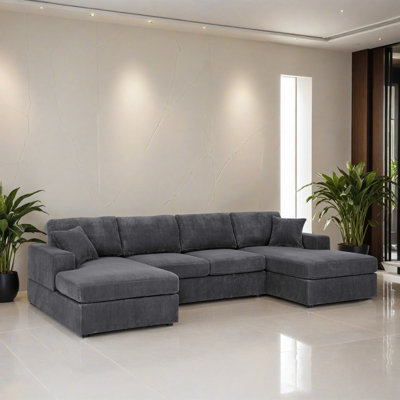 120.02" Upholstered U Shaped Sectional Sofa Couch with Chaise Lounge for Living Room