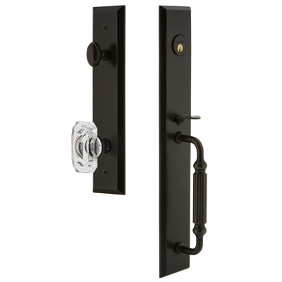 Fifth Avenue One-Piece Complete Inactive Dummy Handleset with F Grip and Baguette Clear Crystal Knob