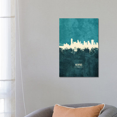 Memphis Tennessee Skyline by Michael Tompsett - 1 Piece Wrapped Canvas Painting