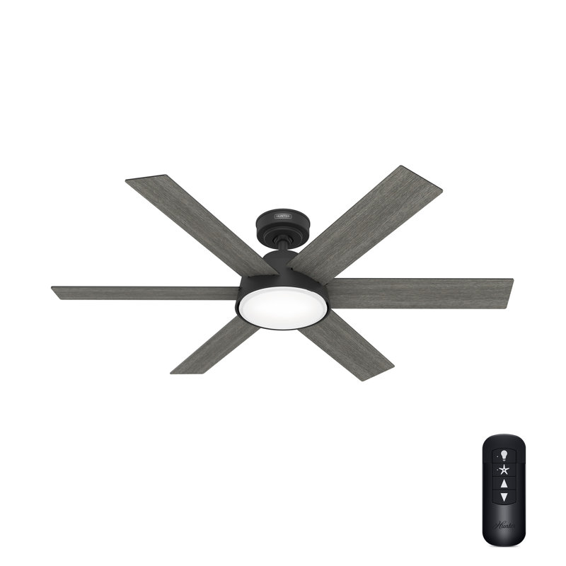 Donatella 52" 6 - Blade Ceiling Fan with Lights and Remote, Black