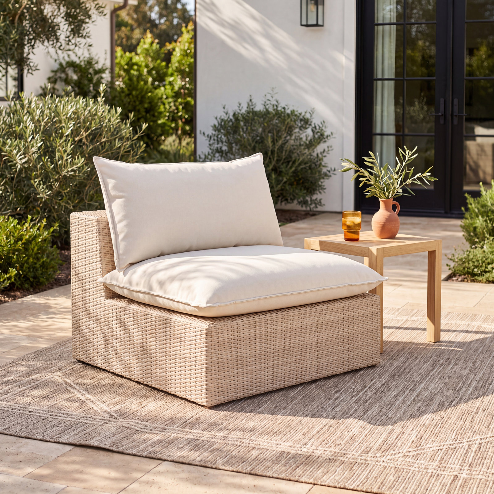 Davida Wicker Outdoor Armless Lounge Chair