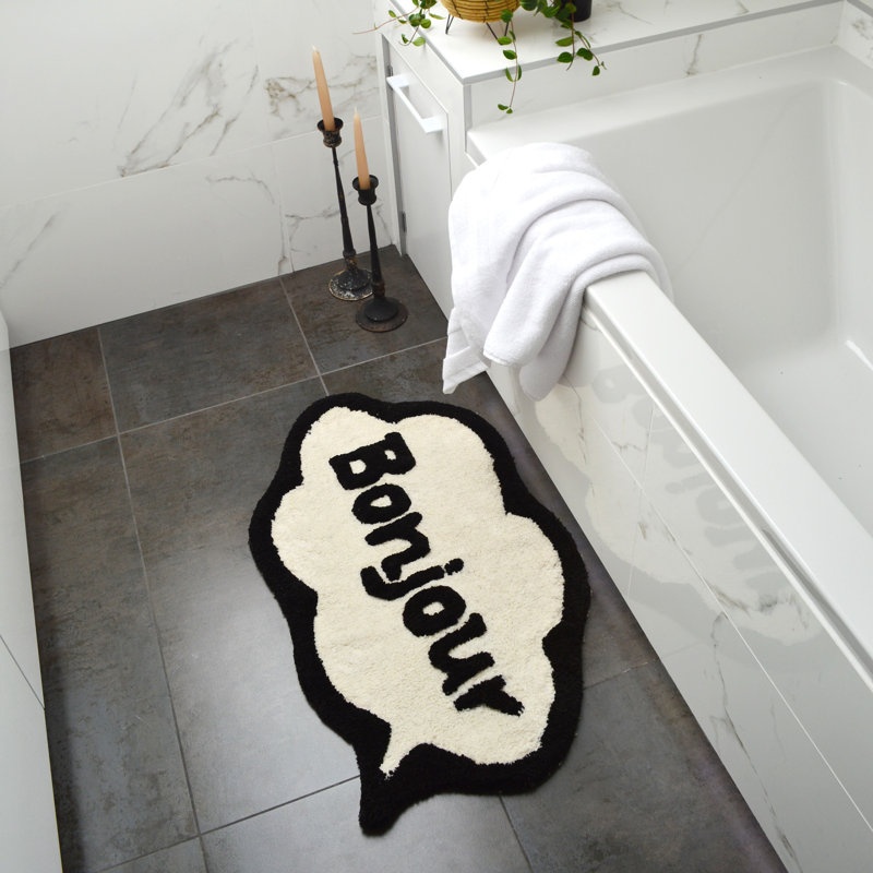 Bonjour Slogan Novelty Bath Mat