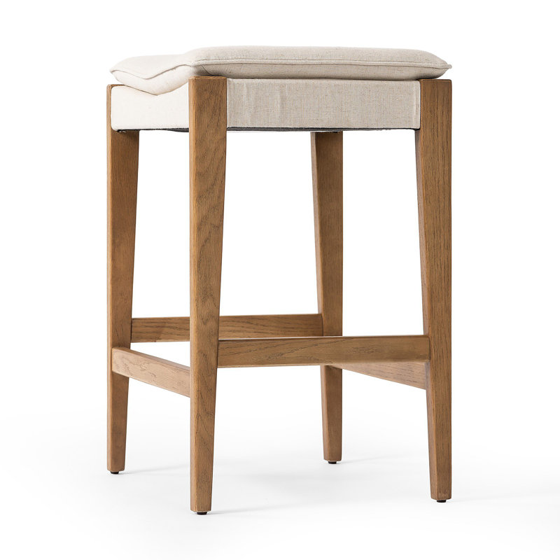 Aya Stool, Counter Stool (26.77" Seat Height), Polyester Blend Savile Flax