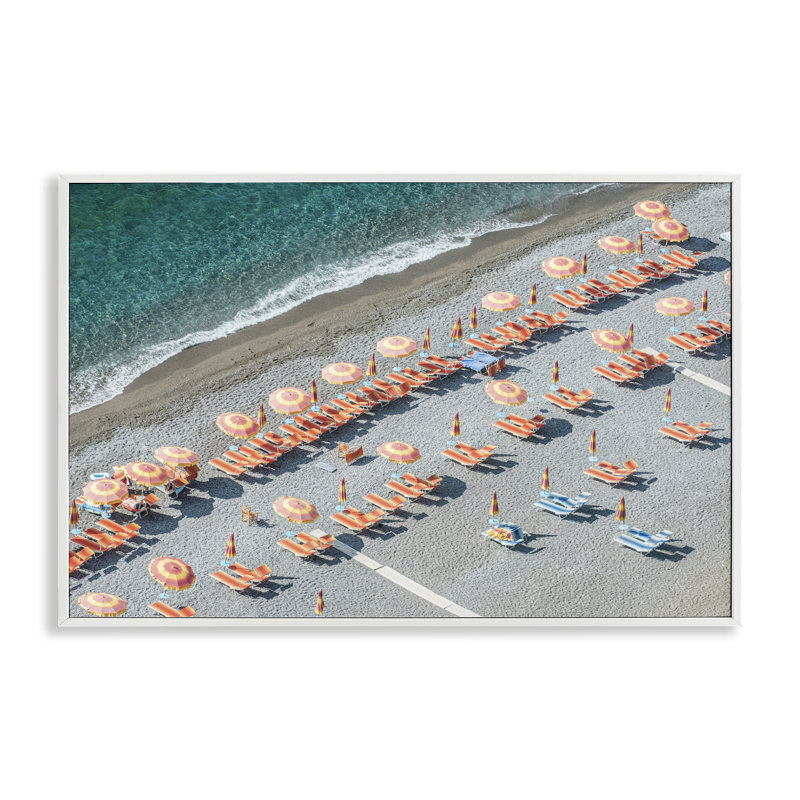 Parapluie de plage à haute marée, estampe numérique par Danita Delimont, Giclée encadrée blanc bord de mer, H 20 po x l 30 po