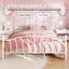 Structure de lit plateforme en métal avec tête et pied de lit, fleurons en forme de cœur et de boule, aucun sommier requis, rangement sous le lit de 12,6 po, assemblage facile-1748747063-1748747058