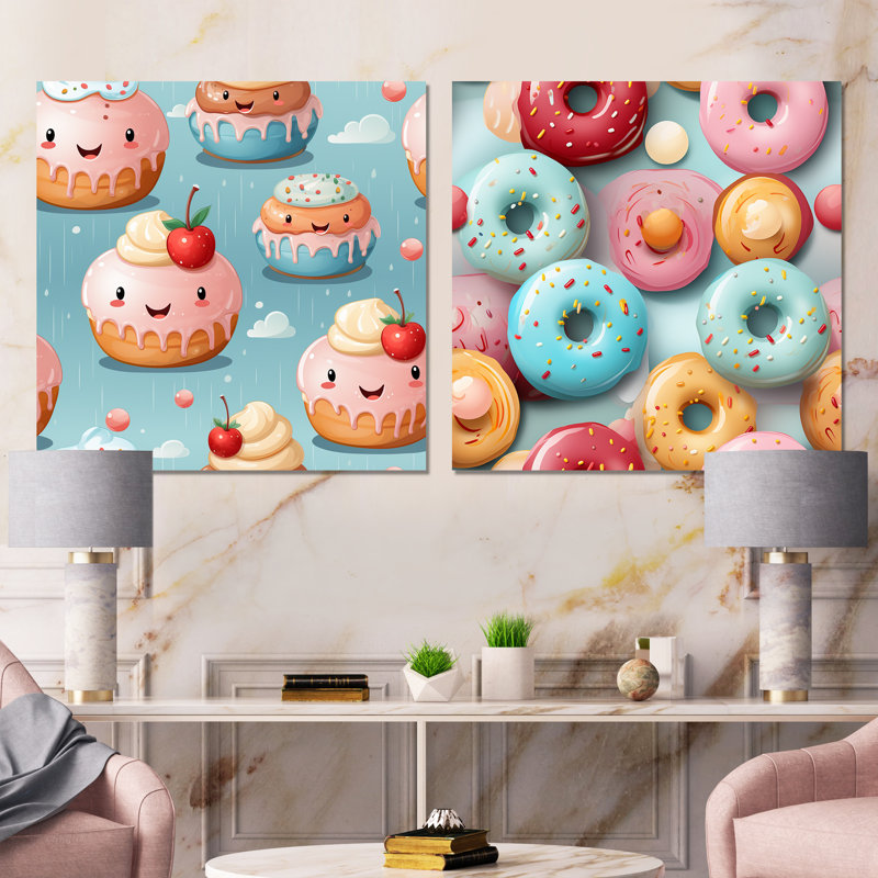 Rose et bleu Donut Kithchen, H 16 po x l 32 po