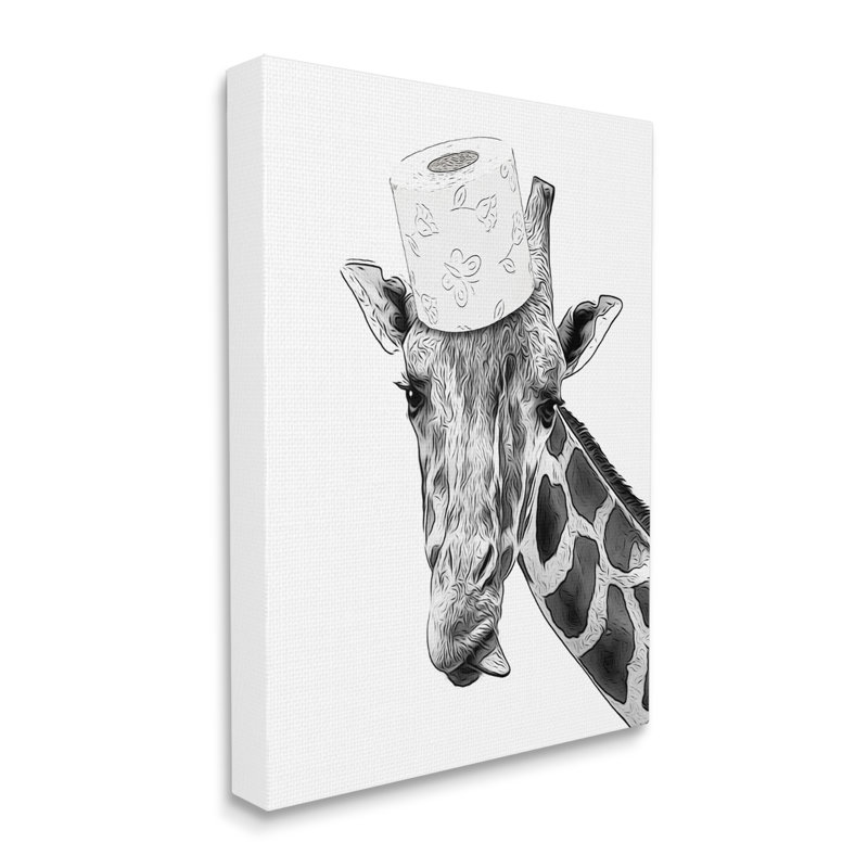 Impression sur toile girafe et papier hygiénique Aw-319 par Annalisa Latella, H 48 po x l 36 po x P 1,5 po