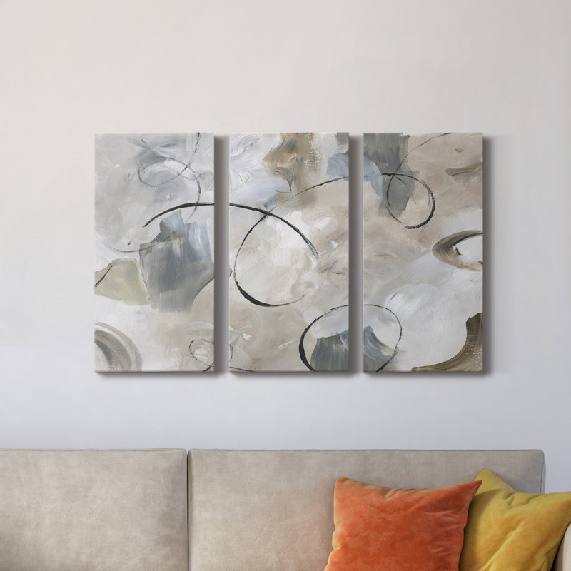 Crescendo - peinture sur toile tendue 3 pièces, H 36 po x l 72 po x P 1 po