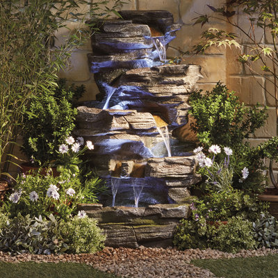 Dixon Outdoor Rock Fountain with Lights