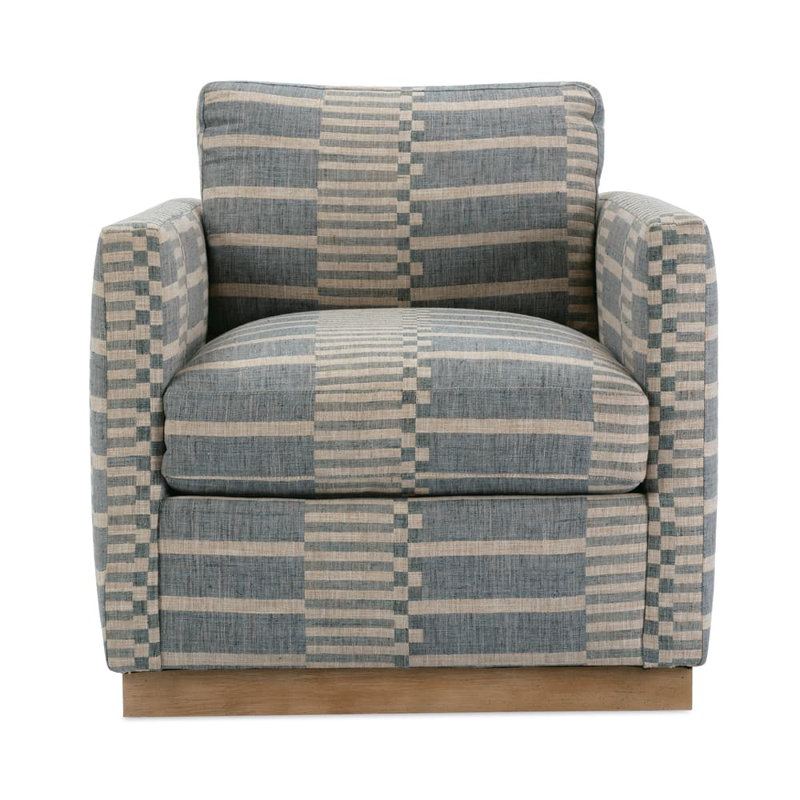 Fauteuil pivotant Allie, Chêne blanchi, Indigo