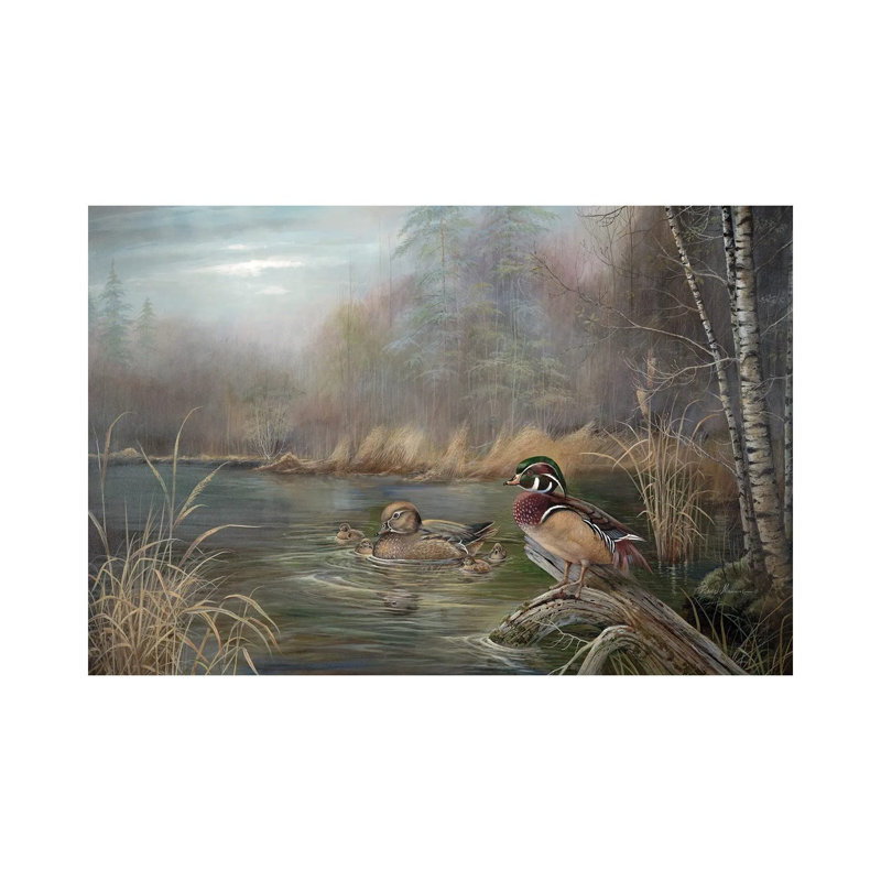Bleu sarcelle par Ruane Manning - reproduction d'art, Toile tendue, Aucun mat, H 26 po x l 40 po x 1,5 po