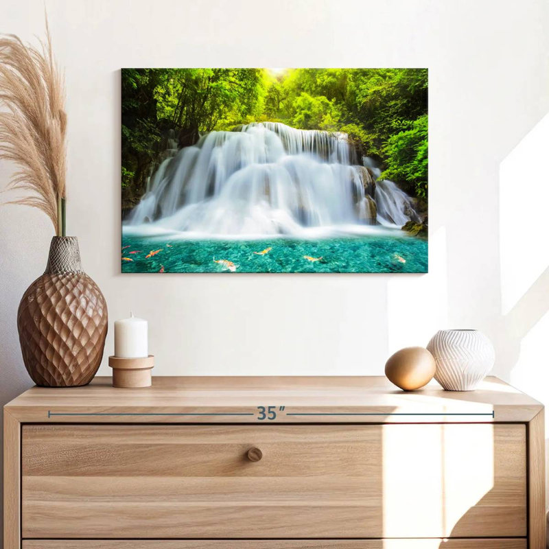 Paysage d'une cascade d'Alvord Kanchanaburi, H 16 po x l 24 po
