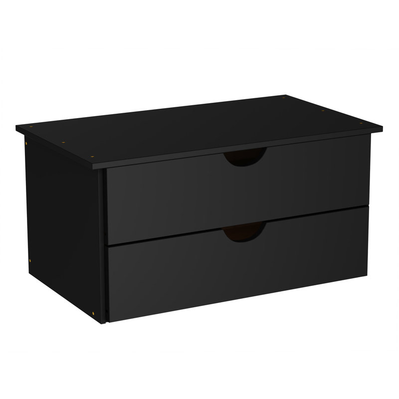 100% Solid Wood 2-Drawer Internal Chest Only for Cosmo 4-Door Wardrobe Armoire Closet Organizer System, Black