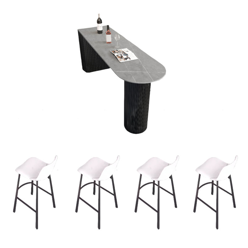 Table de bar Light Luxury, Blanc/Noir, Blanc / Doré, H 35,4 po x L 70,8 po x l 15,7 po