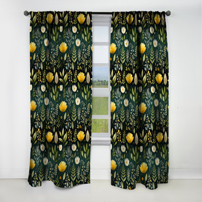 Botanical Bliss Boho Pattern - Floral Curtain - Blackout Floral Curtain - 1 Panels