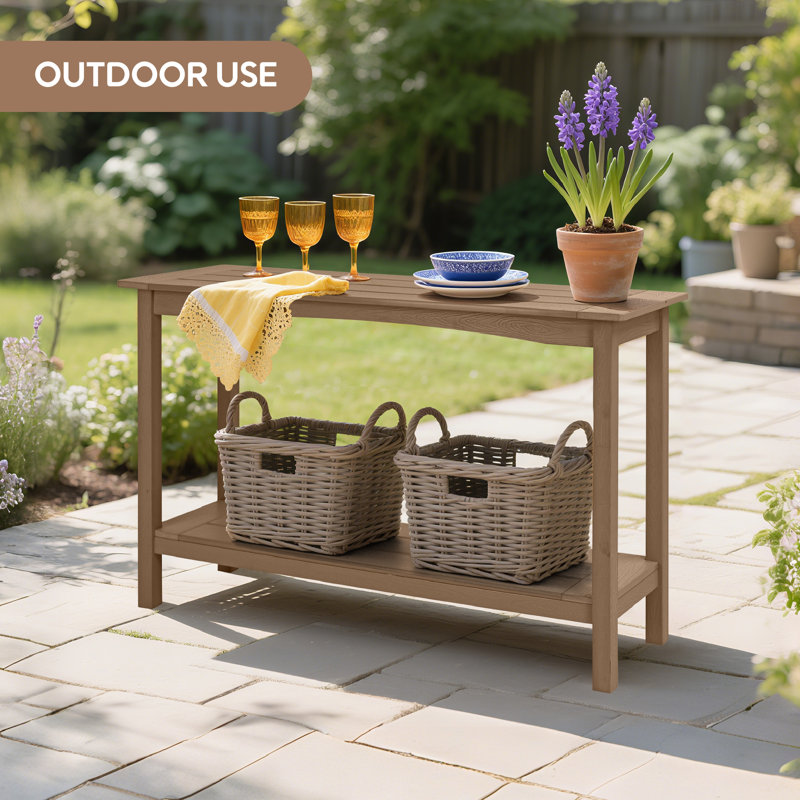 48'' Rectangular Outdoor HDPE Buffet & Console Table, side table, Light Brown