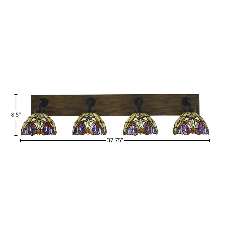 Barre d'éclairage de salle de bain 4 lumières Oxbridge, Noir mat/brun