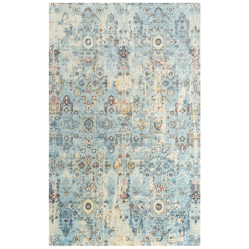 Tapis bleu / beige en laine Maratea, Rectangle 10 pi x 13 pi