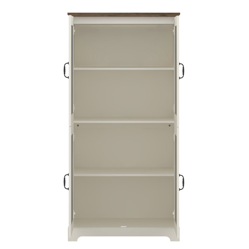 Clarksville 63.6'' 4 Door Kitchen Pantry, Ivory/Knotty Oak