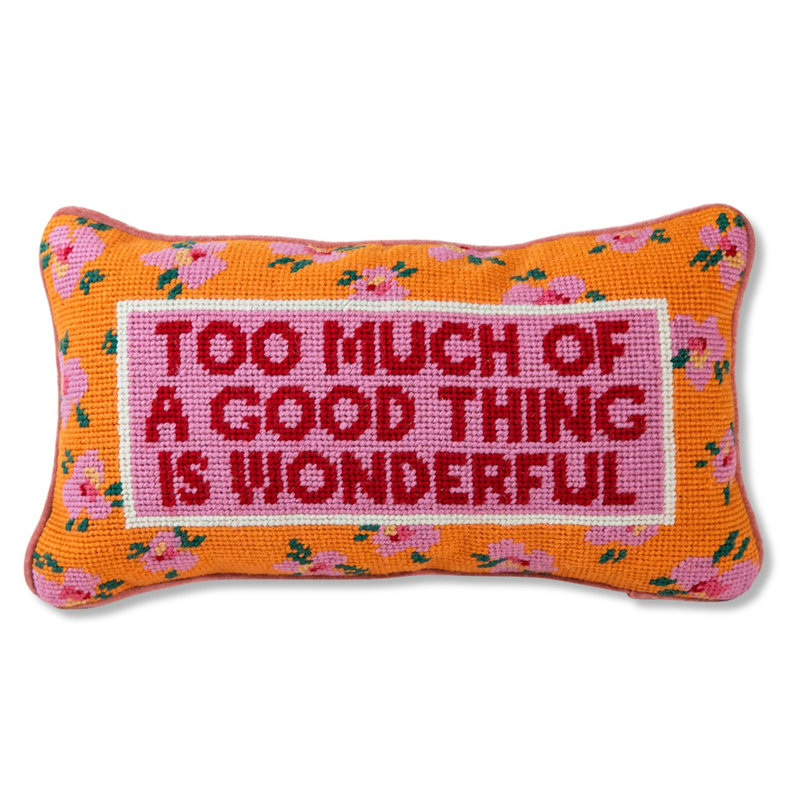 Colorful Floral Embroidered Rectangular Accent Pillow