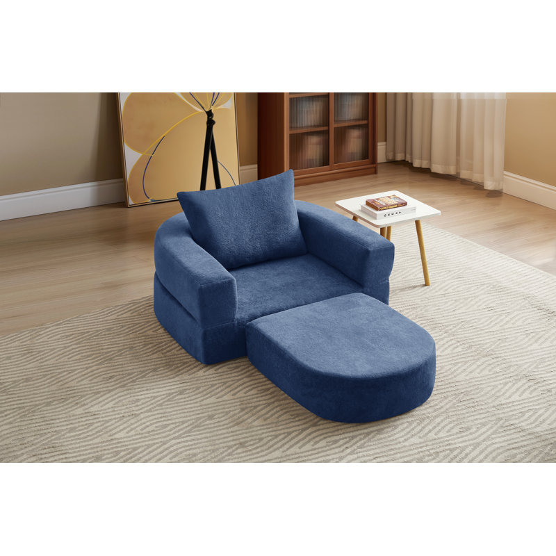 Boneless 41 inch Modern Velvet Floor Sofa Bed, 3-in-1 Convertible Memory Foam Futon with No Assembly Required for Small Space