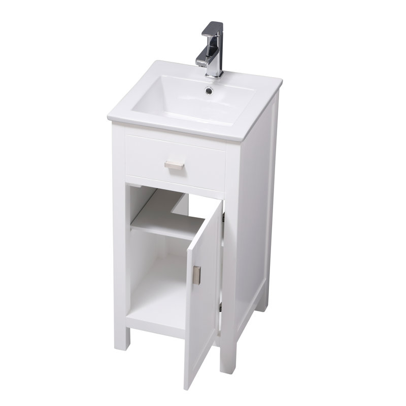 Alessandro 16.38'' Single Bathroom Vanity with Ceramic Top, White