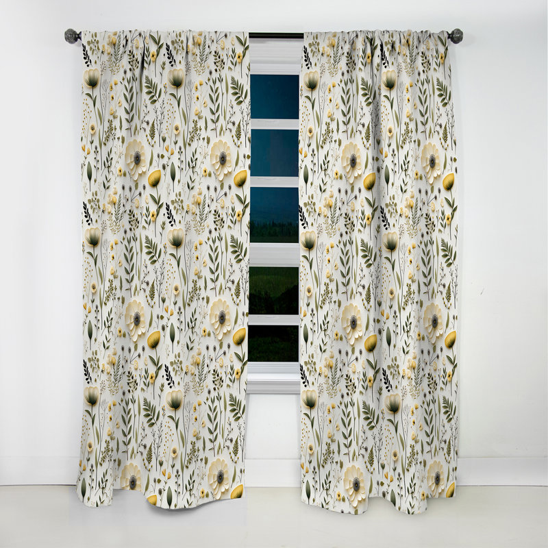 Motif bohème Botanical Neutrals IV - rideau boho - rideau occultant abstrait - 1 panneau, L 52 po x L 120 po