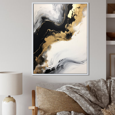 «Organic Bliss Minimal Abstract Gold and Black I», reproduction