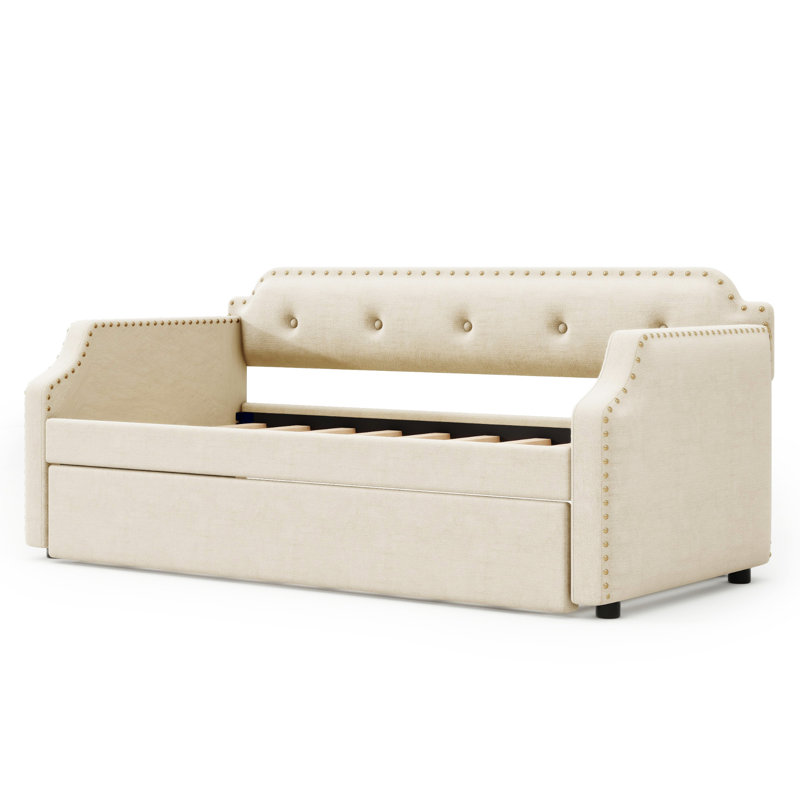 Lit de jour rembourré avec couchette, Beige