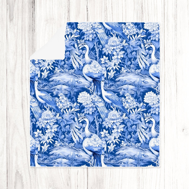 Jeté , L 51 po x L 60 po, Blanc / bleu / bleu marine