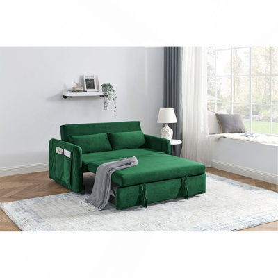 55" Modern Convertible Bed With 2 Detachable Arm Pockets Sofa